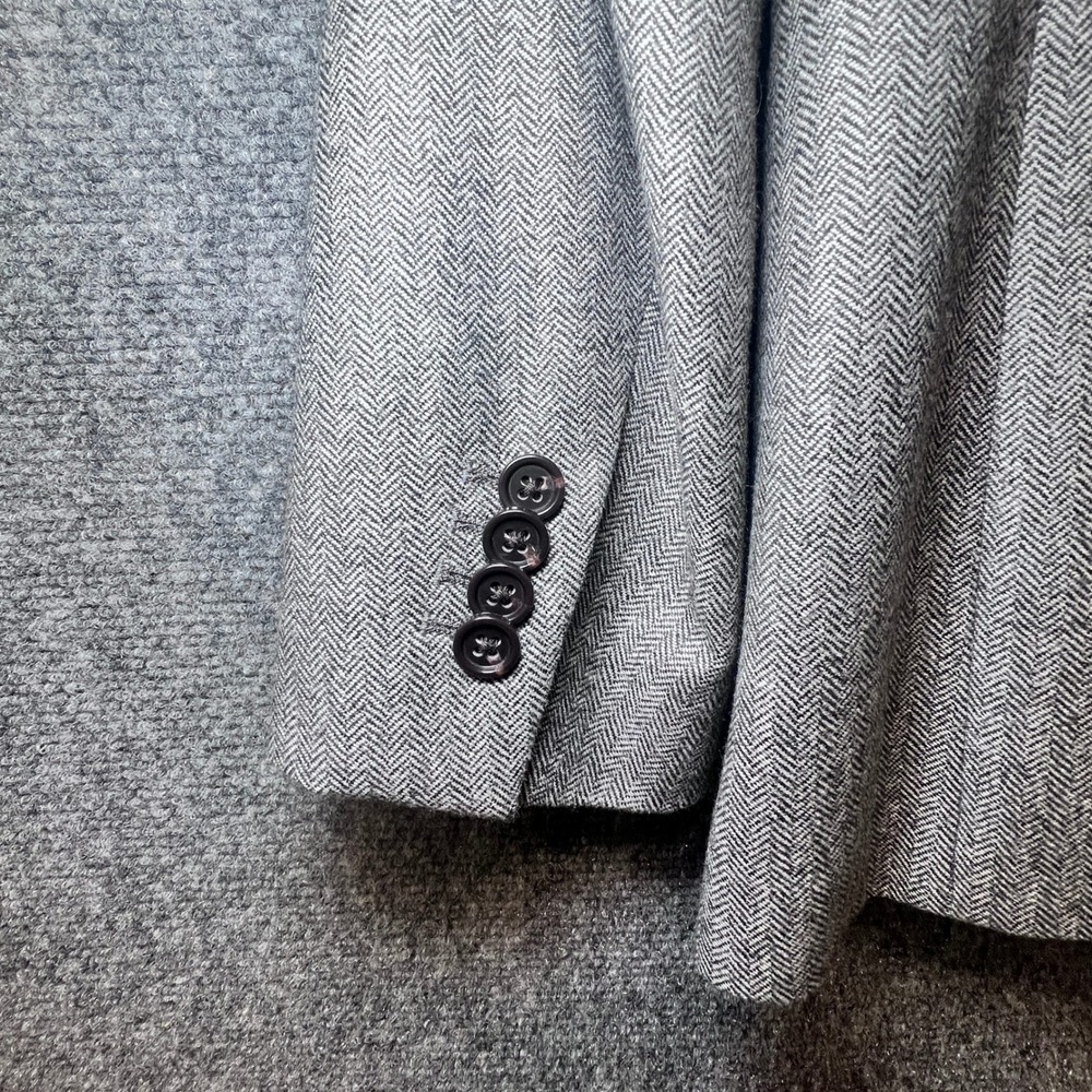 Banana Republic Mens 38R Slim Fit Grey Herringbone Marzotto Wool Blazer 376857 - Picture 9 of 16
